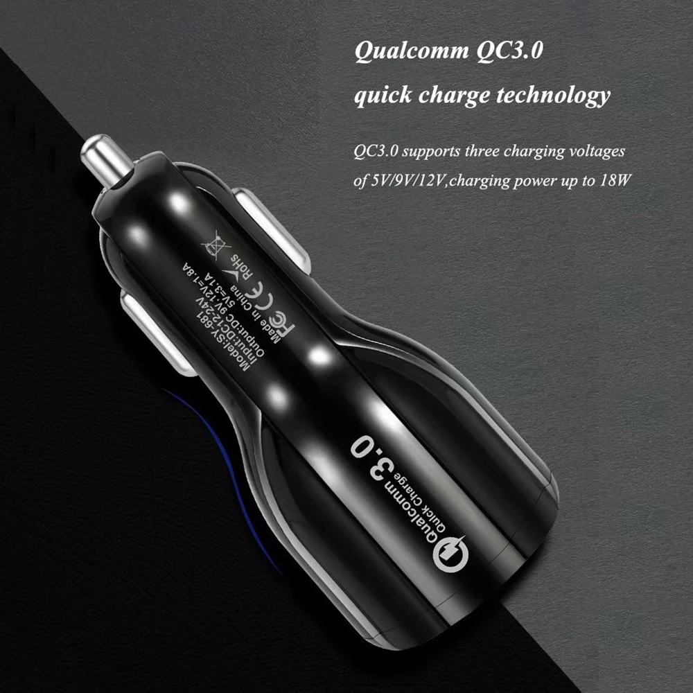 QC3.0 автомобильное USB зарядное устройство двойной USB порт телефон зарядное устройство для iphone samsung Xiaomi планшет универсальный