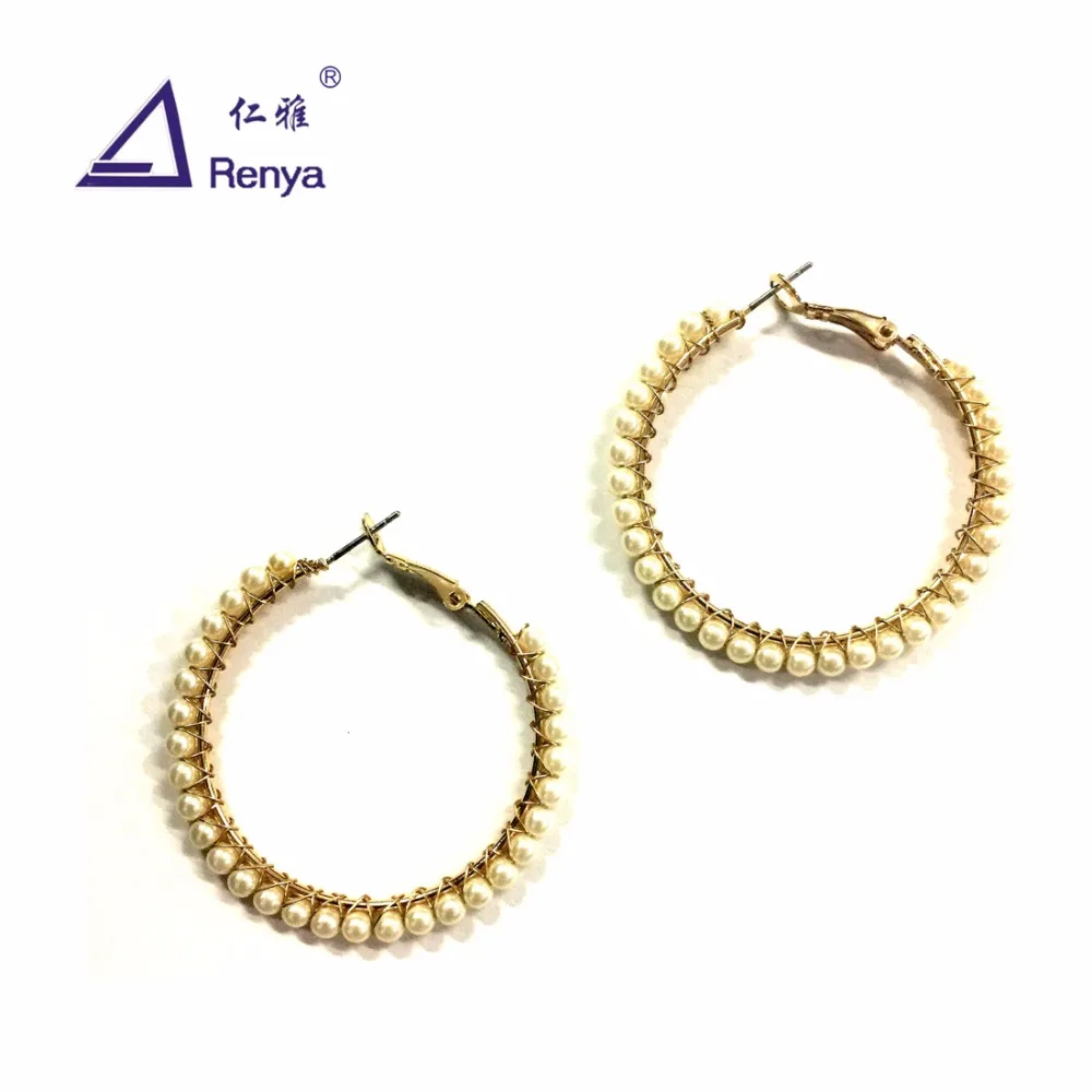 

Renya Hot Selling Handmade Pearl Wrapped Setting Hoop Earrings Fashion Jewelry For Women