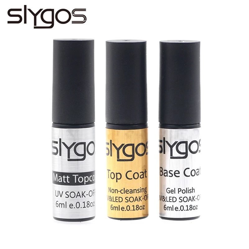 

SLYGOS 6ML Portable Nails Gel Polish TOP BASE Coat Long Lasting Soak Off Base Gel Nail Art Matt Topcoat UV Gel Varnish Manicure