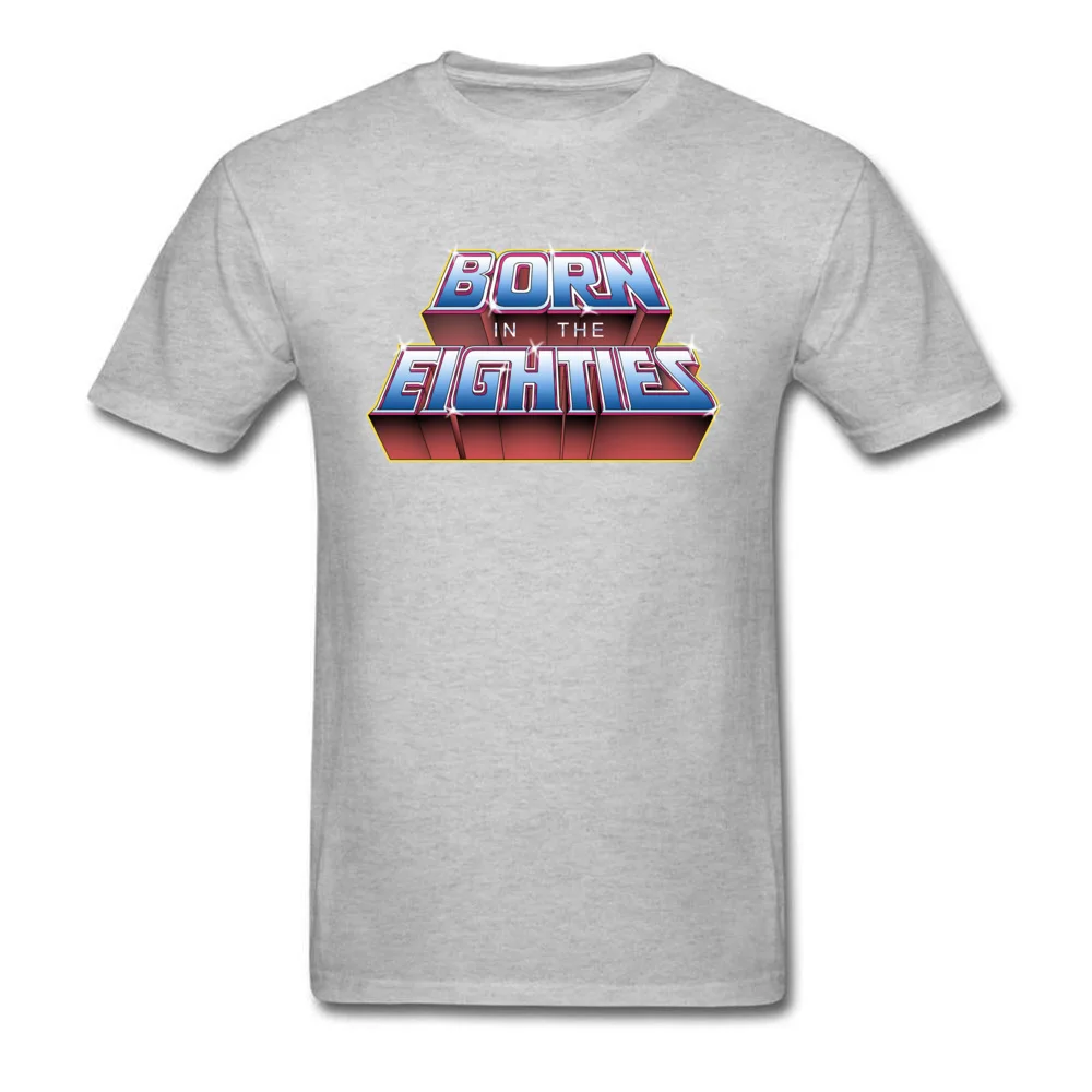 born in the eighties 8735 100% Cotton Tops & Tees for Students Normal T Shirt Group Rife Round Collar Tee-Shirts Short Sleeve born in the eighties 8735 grey