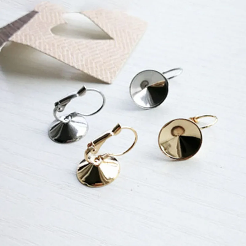 10pcs/lot 6mm 8mm 10mm 12mm Pad Stainless Steel Satellite Stone Earring