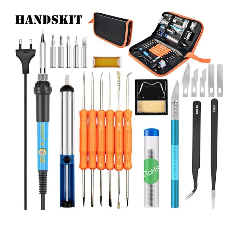 

220V 110V 60W Adjustable Temperature Electric Soldering Iron Kit+5pcs Tips Digital Soldering Iron Portable Welding Repair Tool
