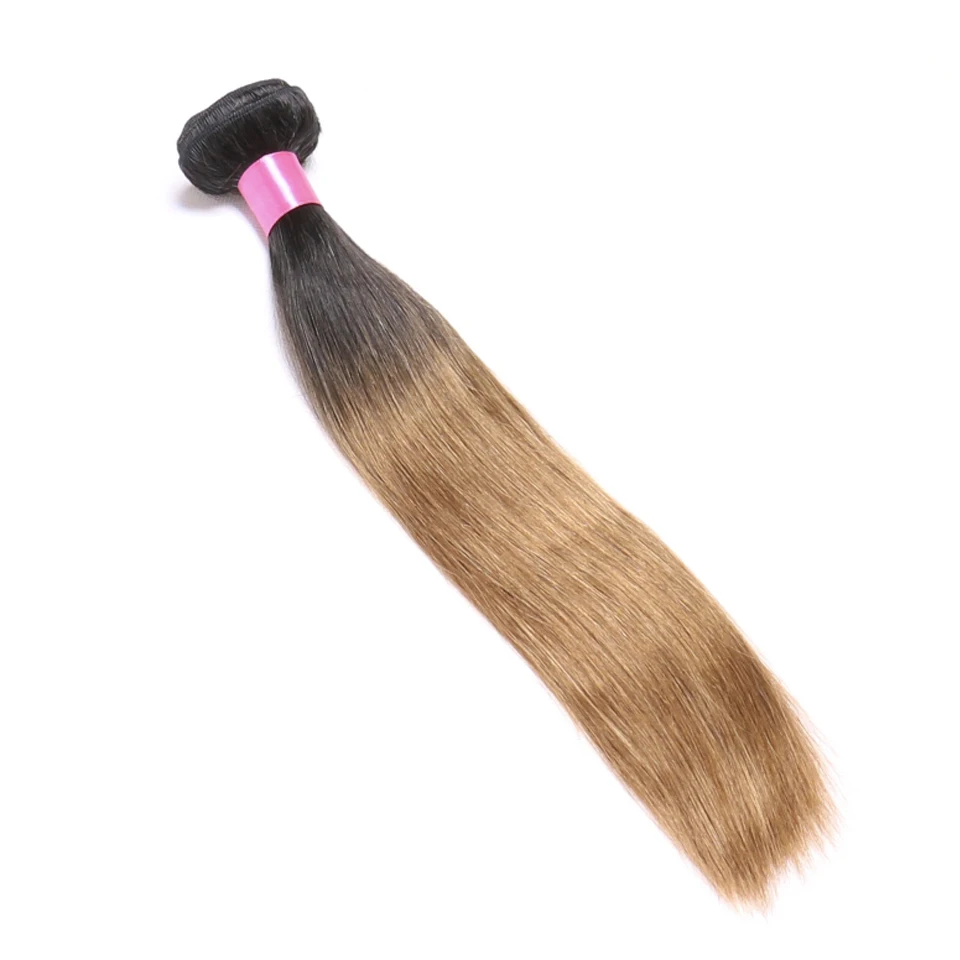 Chloe Ombre Brazilian Straight Hair 3 Pieces Colored 100% Human Hair Weave Bundles Two Tone Non-Remy 1b/30 Auburn Weaving