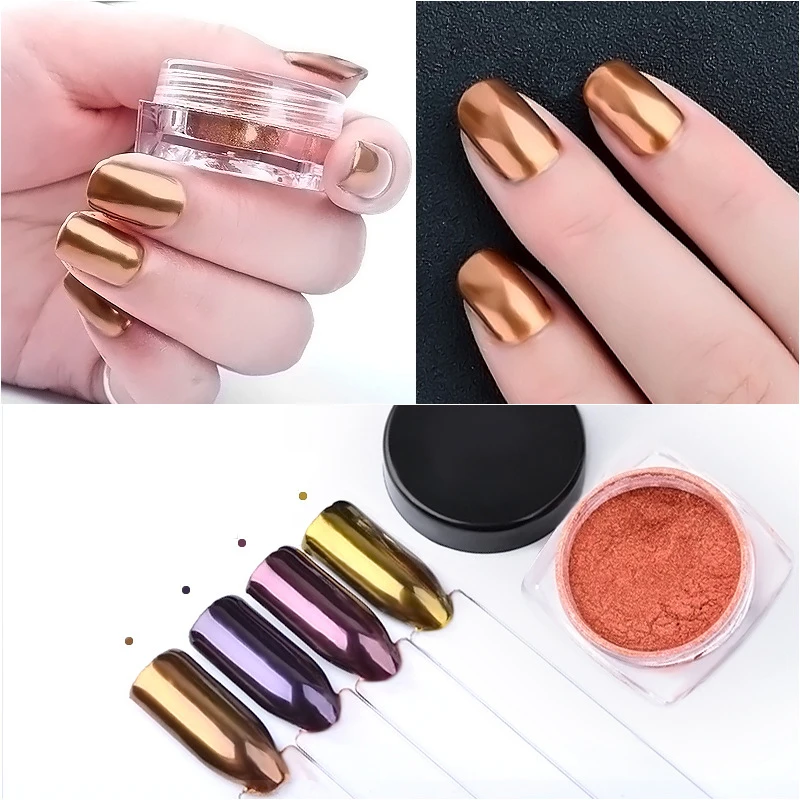 

1pcs Mirror Effect Powder Rose Purple Gold Color Nail Gel Polish Chrome Pigment Shining Mermaid Dust Nail Art Decorations MZ037
