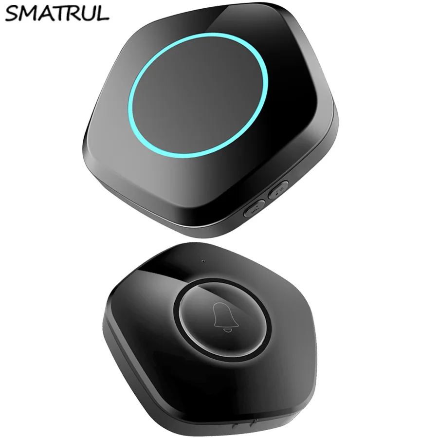 

SMATRUL Waterproof Wireless Doorbell EU Plug 280M Remote smart Door Bell ring chime for Deaf 1 button 1 receiver no battery