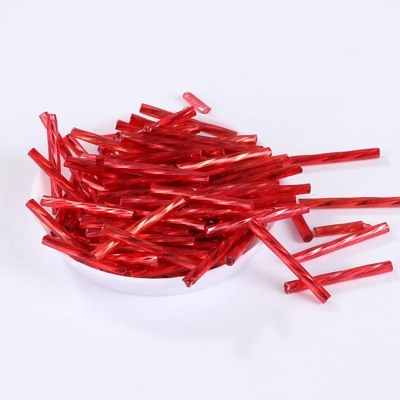 100 pcs Handmade DIY Glass Twisted Tube Jewelry European Embroidery Bead Accessories with 25mm Glass Spiral Tube Length