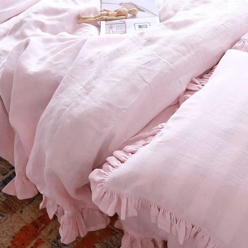 Set Of 3 Shabby Chic Pre Washed 100 Natural Linen Bedding Duvet