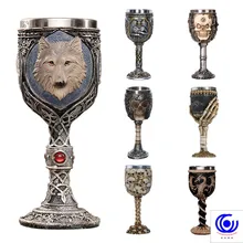 3d Skull Wolf Goblet Cool Stainless Steel Beer Mug Cup Gift for Men Original Design Halloween Personalized 200ml 200ml hot sale creative home decoration 3d resin skull shape stainless steel wine goblet