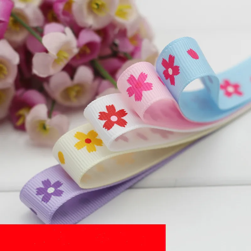 1 meter/lot 16MM cherry blossom print Grosgrain Sewing clothes Ribbon DIY Handmade Hair bowknot Accessories Decoration Supplies | Дом и сад