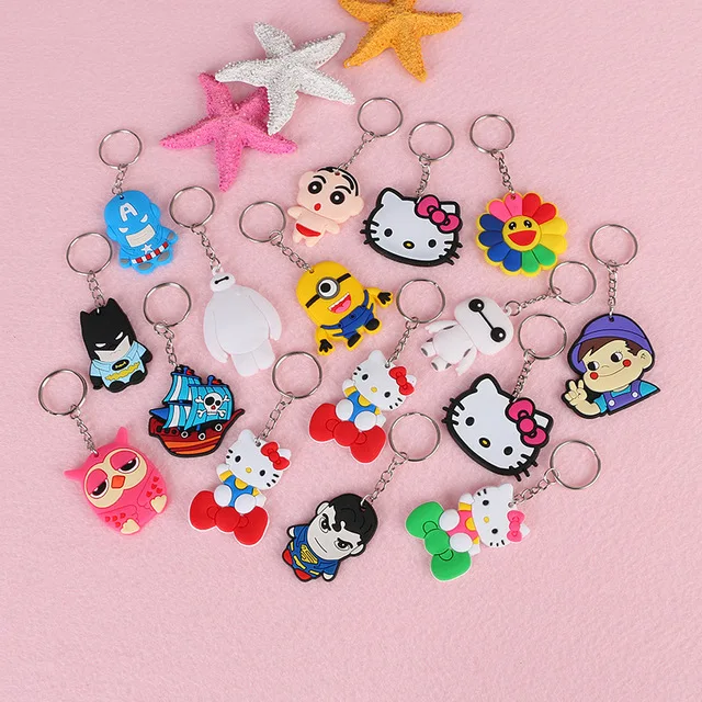 

Party gift Cute Cartoon Keychain Key Ring Gift For Women Girls Bag Pendant PVC Figure Charms Key Chains Jewelry porte clef