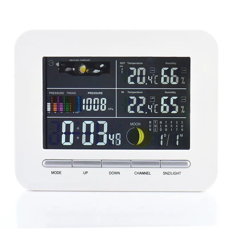 

RF RCC Wireless Weather Station with Indoor Outdoor Thermometer Hygrometer Barometer Digital Alarm Clock Power Adapter