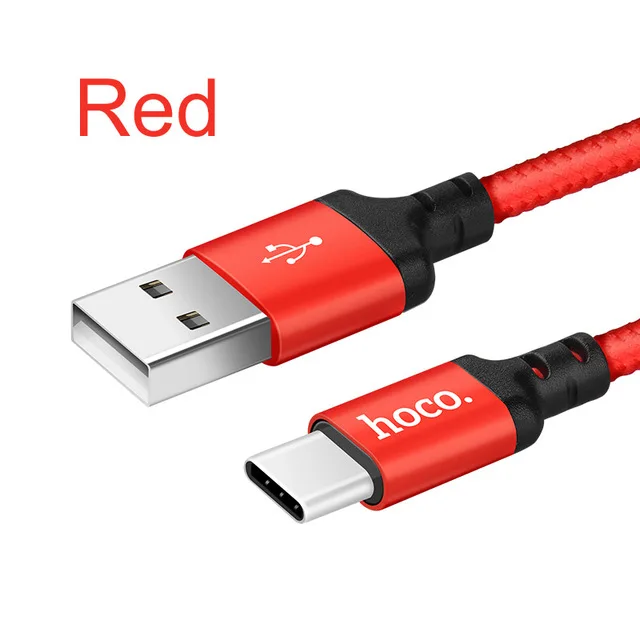 HOCO usb type-C кабель для быстрой зарядки USB-A-type-C 2A кабели для быстрой зарядки кабель для синхронизации данных для MacBook samsung Xiaomi Redmi huawei - Цвет: Red