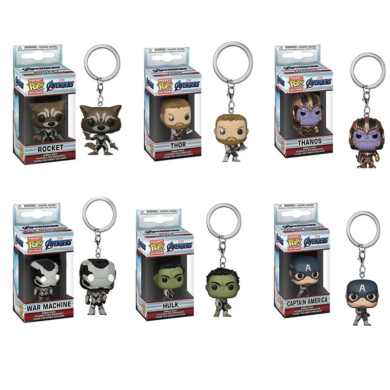 

POP Pocket Keychain The Avengers 4 Endgame War Machine Captain America Marvel Thor Hulk Thanos Rocket Action Figure Toys Model