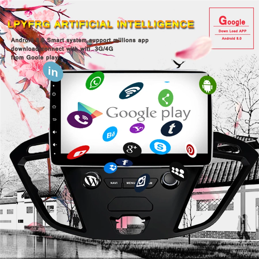 Top Octa Core Android 9.0 Fit Ford Tourneo/Transit 150/250/350/350HD 2013 - 2018Car DVD Cassette Player Navigation GPS Radio Stereo 4