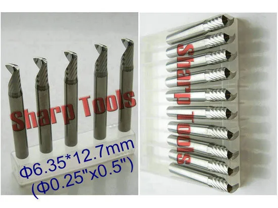 Speed! Shank 6.35X12.7MM 1 Flute End Mill Cutter Wood CNC Tools Bit, Carbide End Mill CNC Cutting Tools Set for Acrylic PVC MDF