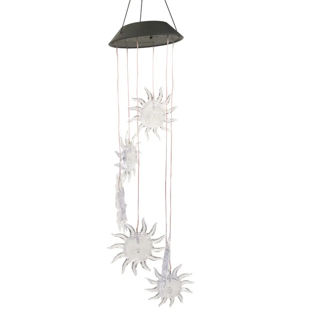Наружный подвесной светильник-колокольчик в форме солнца, светодиодный светильник для сада, меняющий цвет