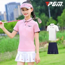 PGM/ Новая летняя футболка с короткими рукавами для девочек Одежда для гольфа детская дышащая плиссированная юбка