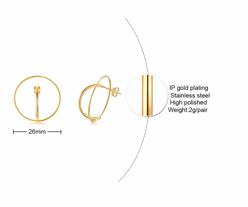 Уникальные двойные круглые гвоздики серьги из нержавеющей стали женские ювелирные изделия