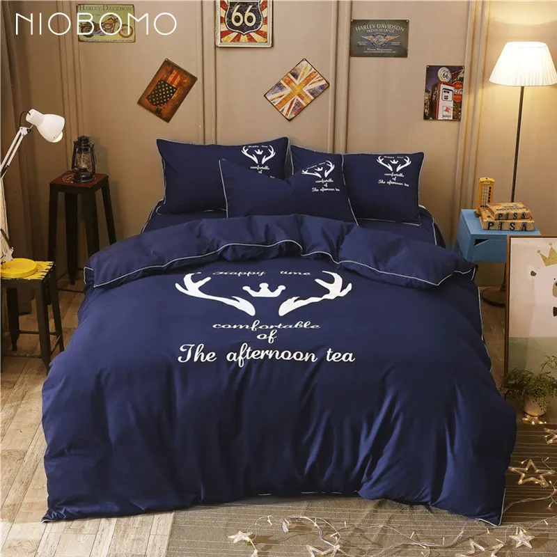 

NIOBOMO 4Pcs/Set Christmas Elk Nordic Home Bedding Set For Home Bed Cover Sheet Pillow Cases Children Bedroom Bedding Cover