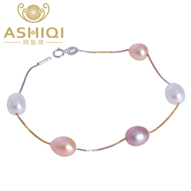 Ashiqi Genuine 925 Sterling Silver Bracelet For Women Natural Ashiqi Genuine 925 Sterling Silver Bracelet For Women Natural Freshwater Pearl Fashion Charm