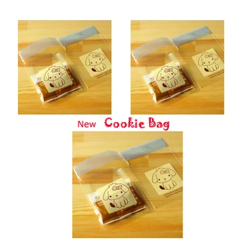 

cheapest new 50pcs/lot Cute dog Cookie Self-adhesive Gift clear transparent Plastic Bags Biscuit Snack Baking Package 100x100mm