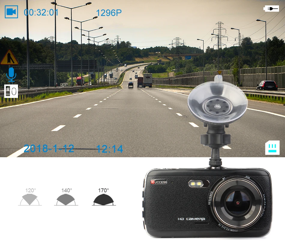 Ruccess DVR 4 Inch IPS Car DVR Dual Lens Camera Full HD 1080p Dash Camera with ADASFCWS Video Recorder Night Vision Dash Cam (28)