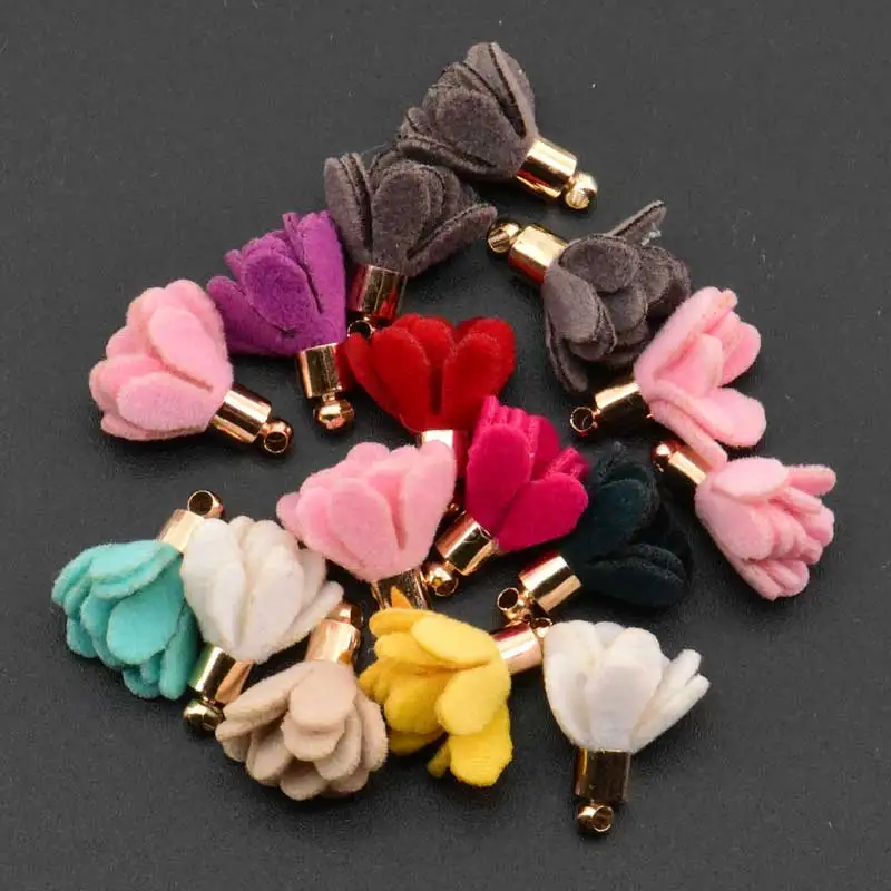 2018 (10pcs/lot)15mm Length Gold South Korea velvet Tassel For Diy Keychain Cellphone Straps Purses Jewelry Charms Accessories
