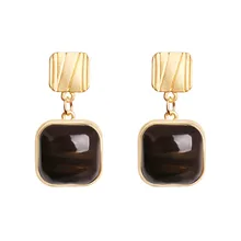 Fashion earrings Simple geometric natural stone Square earrings Fresh beautiful ladies retro earrings Delicate gifts wholesale women earrings retro simple round geometry shape engraving natural stone turquoised earrings features texture stone earrings