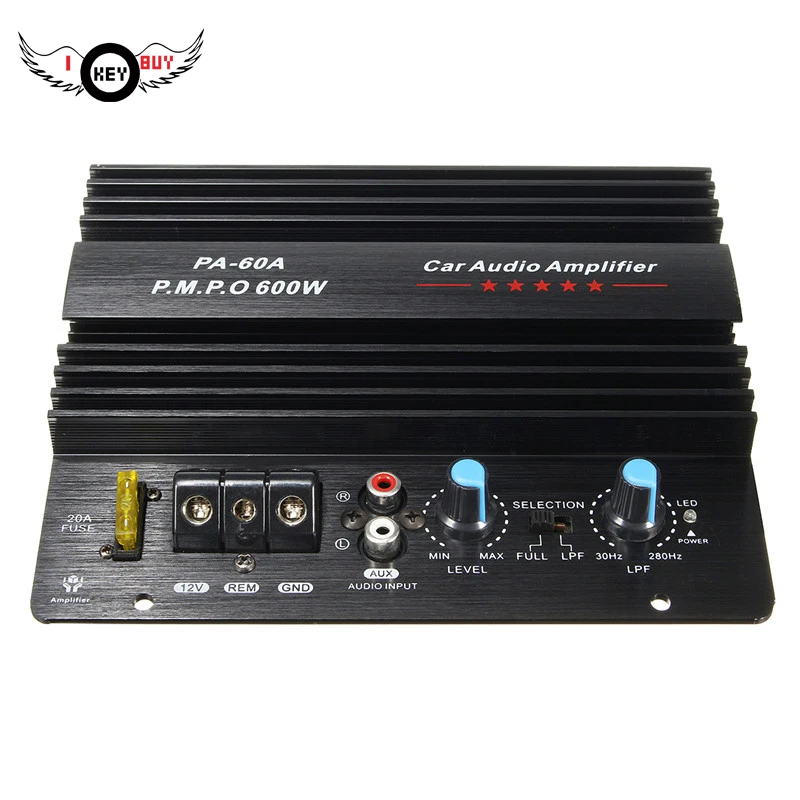 I Key Buy Mono Car Amplifier Board 12V 600W Car Audio Power Bass Subwoofers Black Amplifier