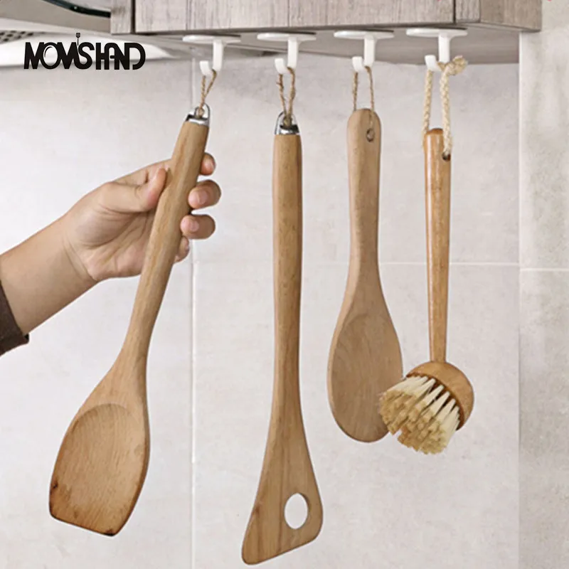 MOM'S HAND 4 шт./компл. пластиковые прочные липкие кухонные крючки для хранения