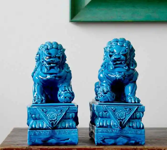 

One Pair Ceramic Procelain Foo Dog Foo Lion