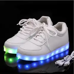 Детская светящаяся обувь светящиеся кроссовки с подсветкой 2018 г. новая обувь с подсветкой теннисная обувь для девочек и мальчиков