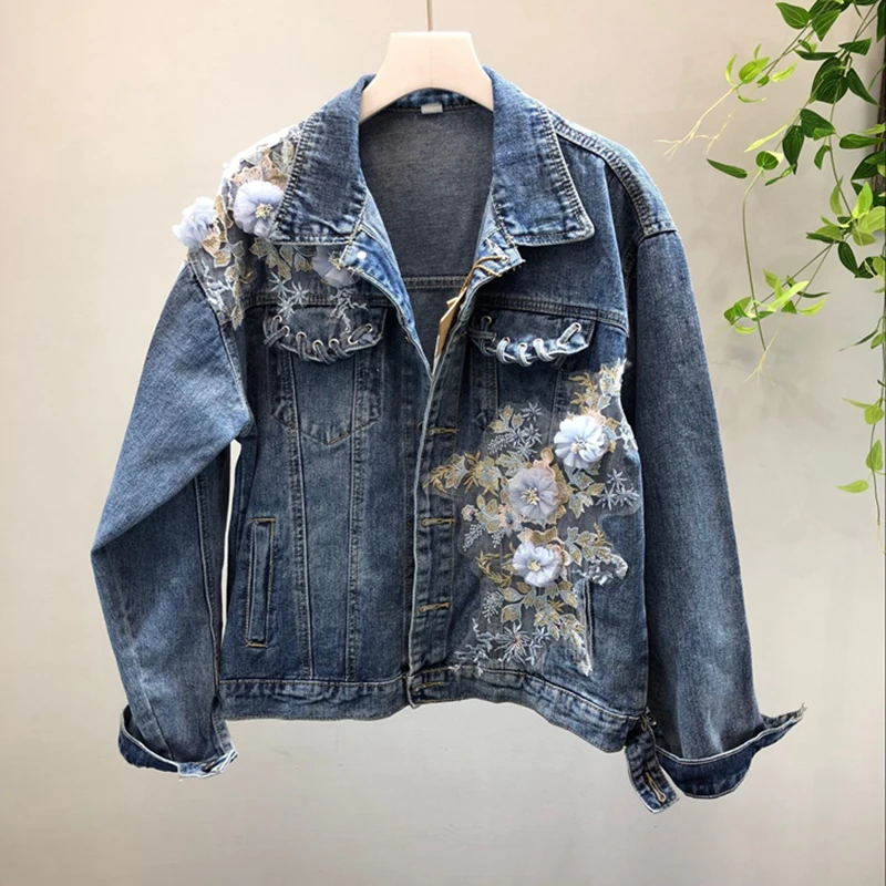 denim jacket with lace