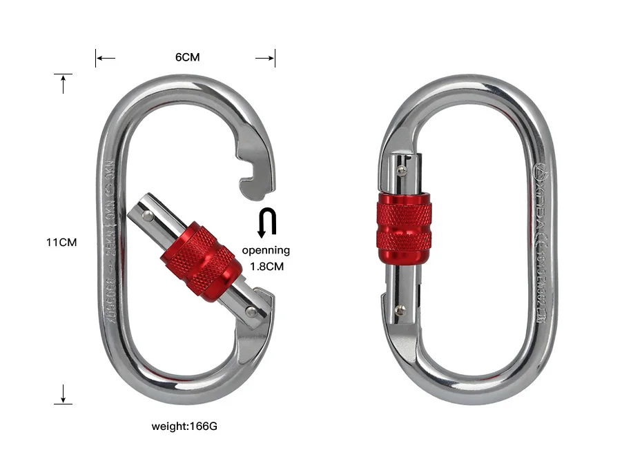 Xinda открытый альпинистский карабин o-образный винтовой замок пружинный крюк ворота 25KN безопасная Пряжка стальной замок альпинистское оборудование