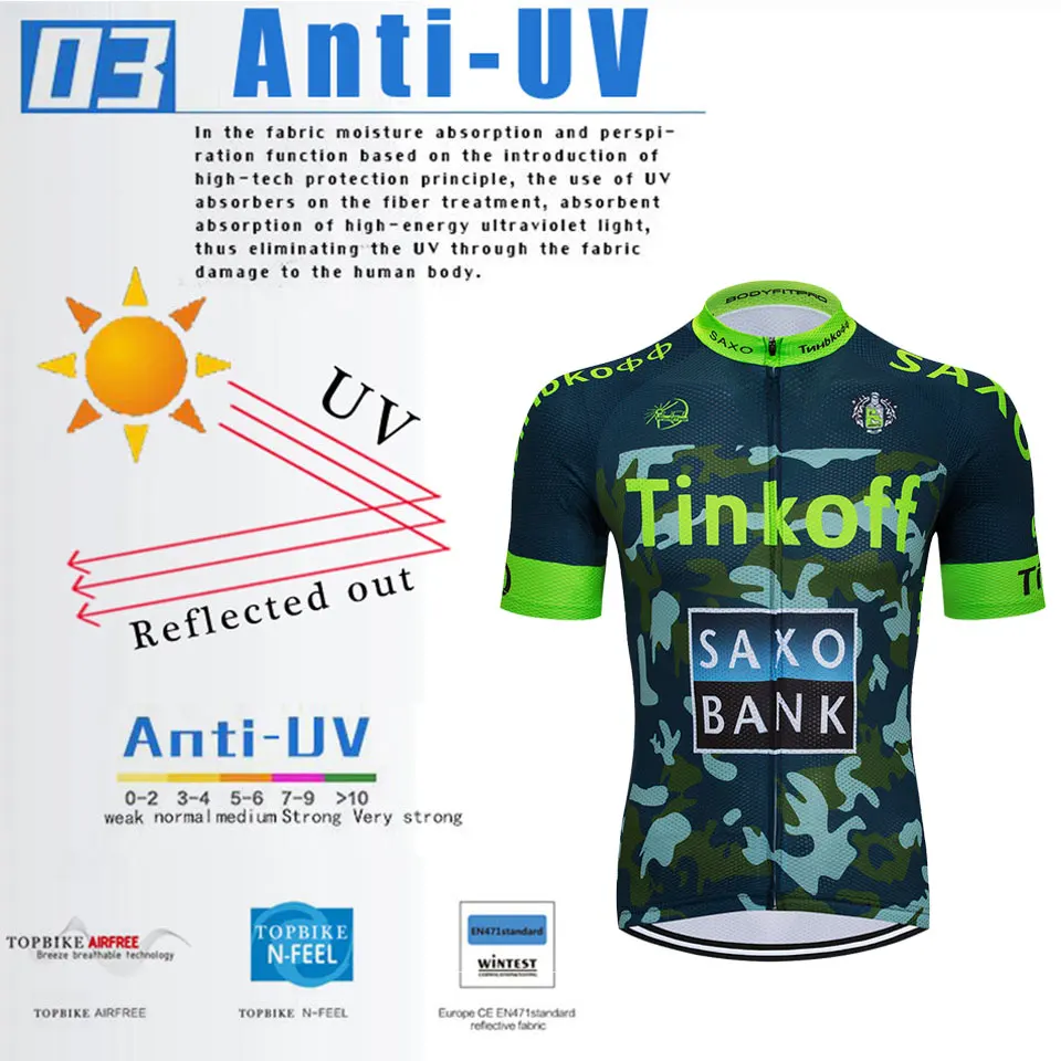 Men's Fluorescent green Tinkoff Summer Cycling Jersey Short Sleeve Bicycle Jerseys MTB Maillot Ciclismo Road Cycling Clothing
