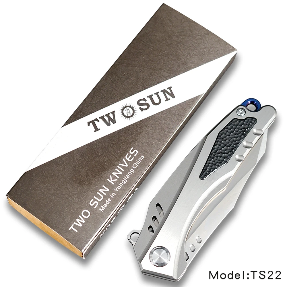 TwoSun d2 лезвие складной карманный нож тактические ножи охотничий нож инструмент для выживания EDC TC4 титановое углеродное волокно Быстро открывающийся TS22