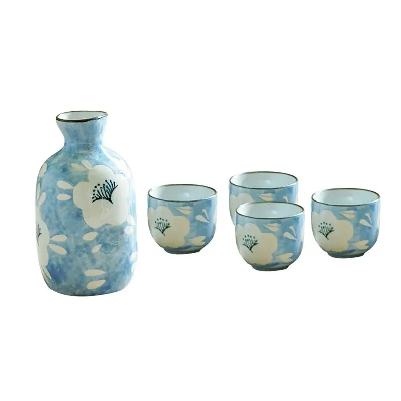 

Sake Serving Set Procelain Japanese-style Handmade Printed Ceramic Bottle Sake Cups Ceramics Cups for Greeting Drinking