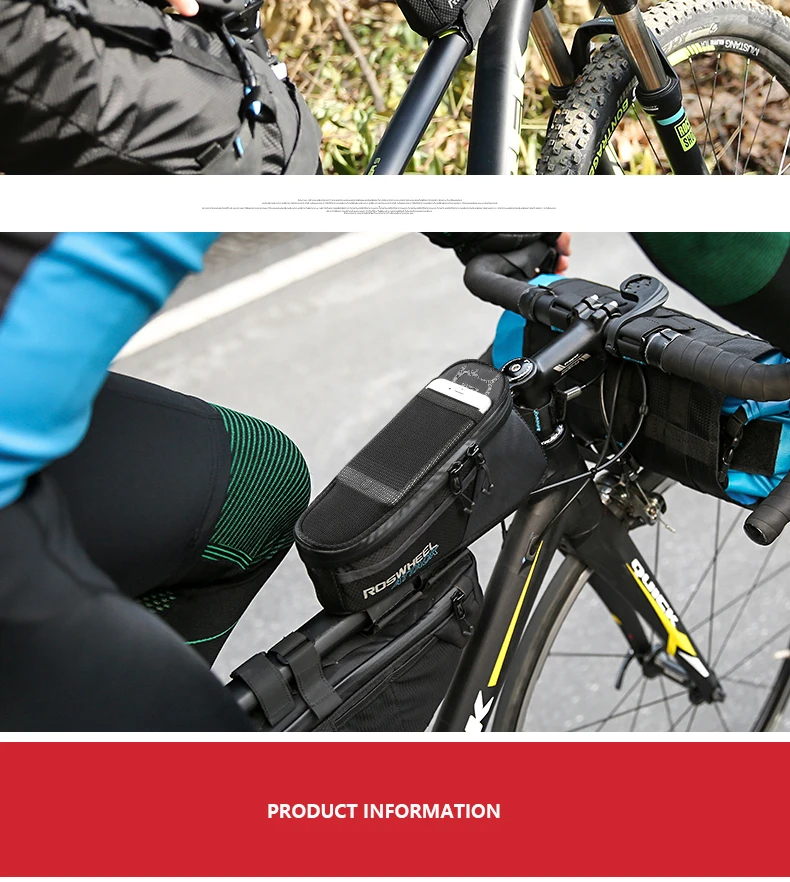 Roswheel, водонепроницаемая велосипедная сумка на переднюю раму, велосипедная сумка для велосипеда, сумка для велоспорта с держателем для телефона, серия Attack 121370