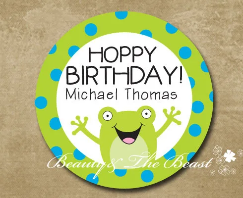 

Customized Personalized Frog Birthday Gift Sticker Party Favor Bag Labels Tags Birthday Party Decorations Kids Party Candy Box