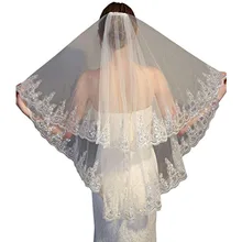 Мода два Слои Фата Белый Кот свадебная вуаль из тюля с расческой кружева края аксессуары для свадьбы свадебный вуали
