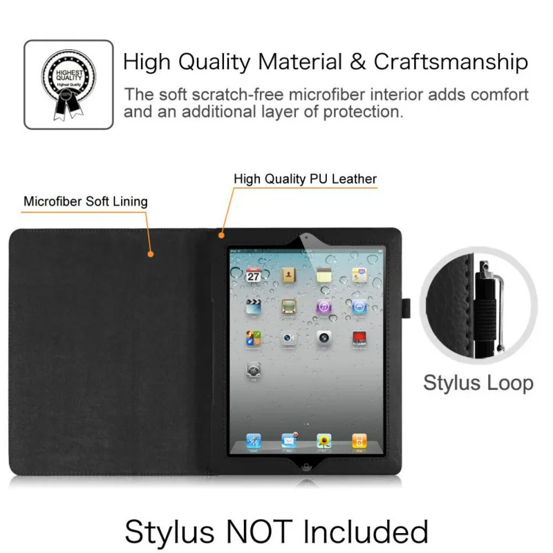 capa para ipad capa dobrável de couro pu com suporte para para ipad
