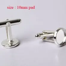 Хорошее качество 200 шт/Партия DIY стерлингового серебра тон круглые запонки с углублением заготовки запонок настройки 10 мм коврик#1807