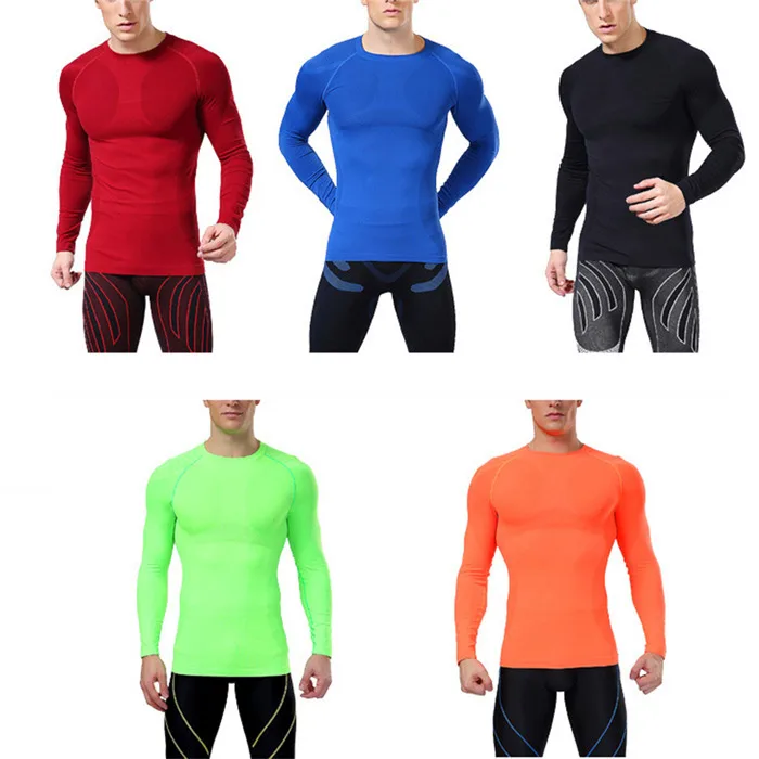 Mens Compression Base Layer Tee T-shirt Long Sleeve Sports Under Shirt Body Tops