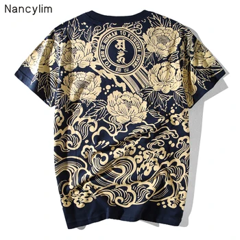 

Summer Chinese Wind Print Short Sleeve T-shirt Male Student Japanese Personality Tee Shirts Men's Pure Cotton Fashion Tshirt