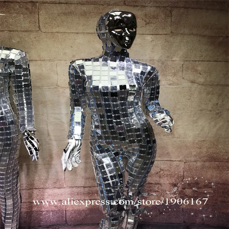  Ballroom dance costumes singer stage show wears mirror clothes dj party bar club performance robot suit women dresses disco2