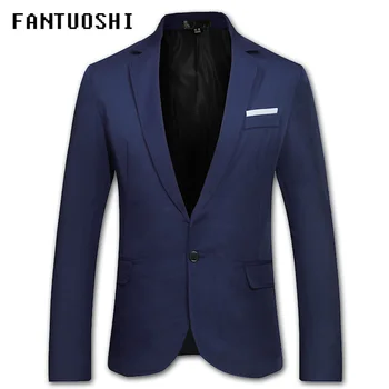

2019 New Men Blazer Jackets Slim Leisure Suit Mens Overcoat Blazer Hombre Masculino Black red navy blue Blazer For Men