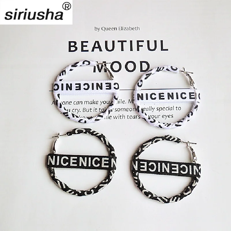 

New Earrings Creative Ribbon Letter Earrings Exaggerated Handmade Fabric Temperament Earrings Women Wholesale Spot S173