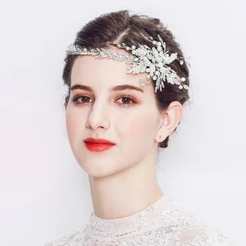 

Wedding Bridal Party Headpiece Rhinestone Tiara Women Headband Hair Bands Bridal Hair Band Pearl Rhinestone Flower Headband Hair