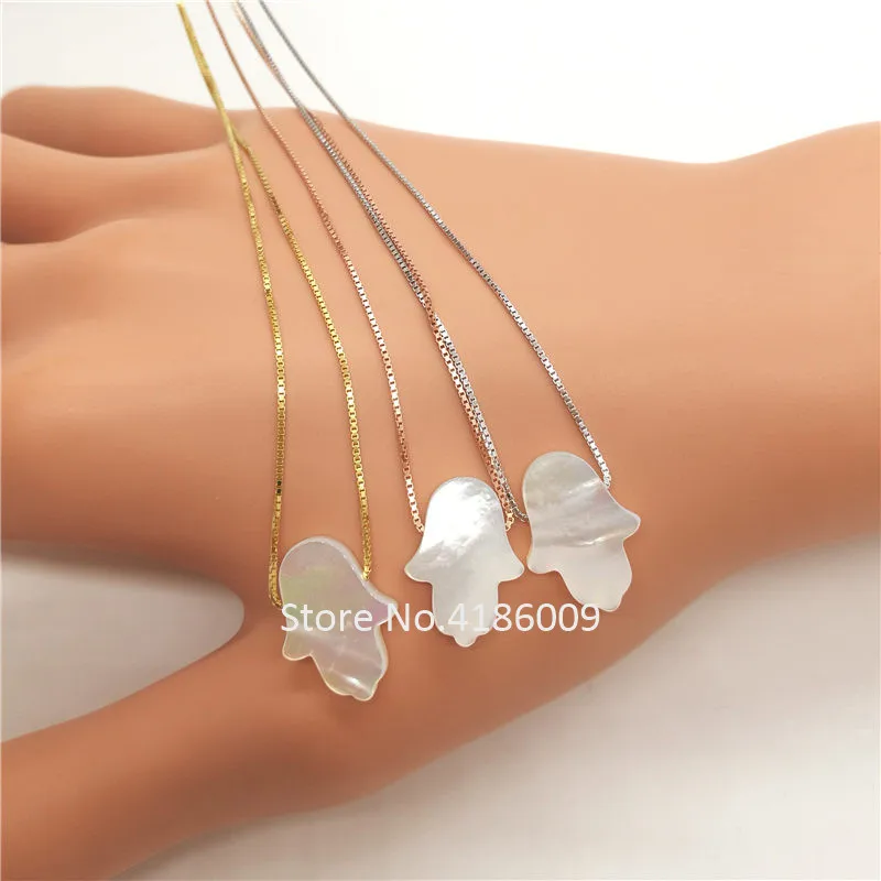 1pc 925 Sterling Silver Natural Shell Hamsa Necklace Mother of Pearl Fatima Hand Pendant Women Jewelry | Украшения и аксессуары