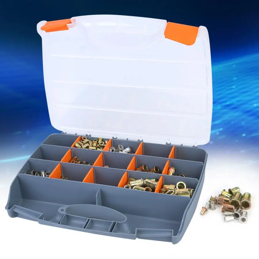 

900pcs M3, M4, M5, M6, M8, M10 Rivet Nuts and 1pcs Hand Level Riveting Pliers Tool Kit wood insert nut